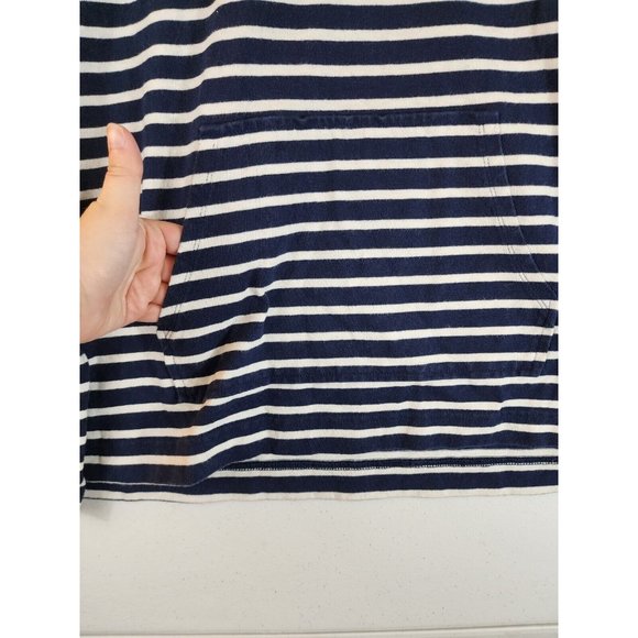 J. Crew Large Crew Neck Pullover Blue White Striped Long Sleeve Nautical Sweater - Picture 3 of 7